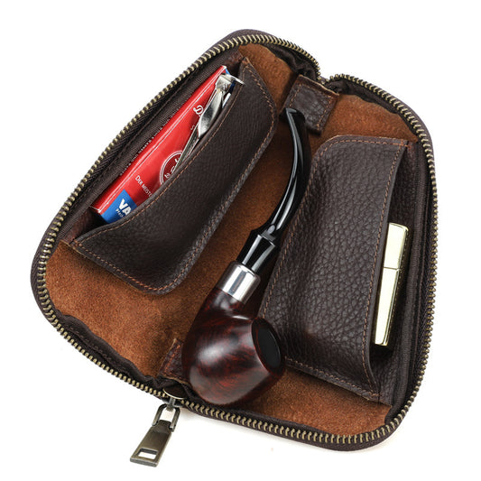 New Vintage  Leather Pipe Storage Bag