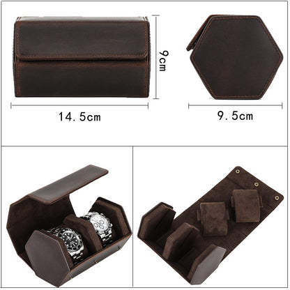 Vintage Crazy Horse Leather Two-piece Drop-proof Mechanical Watch Storage Box