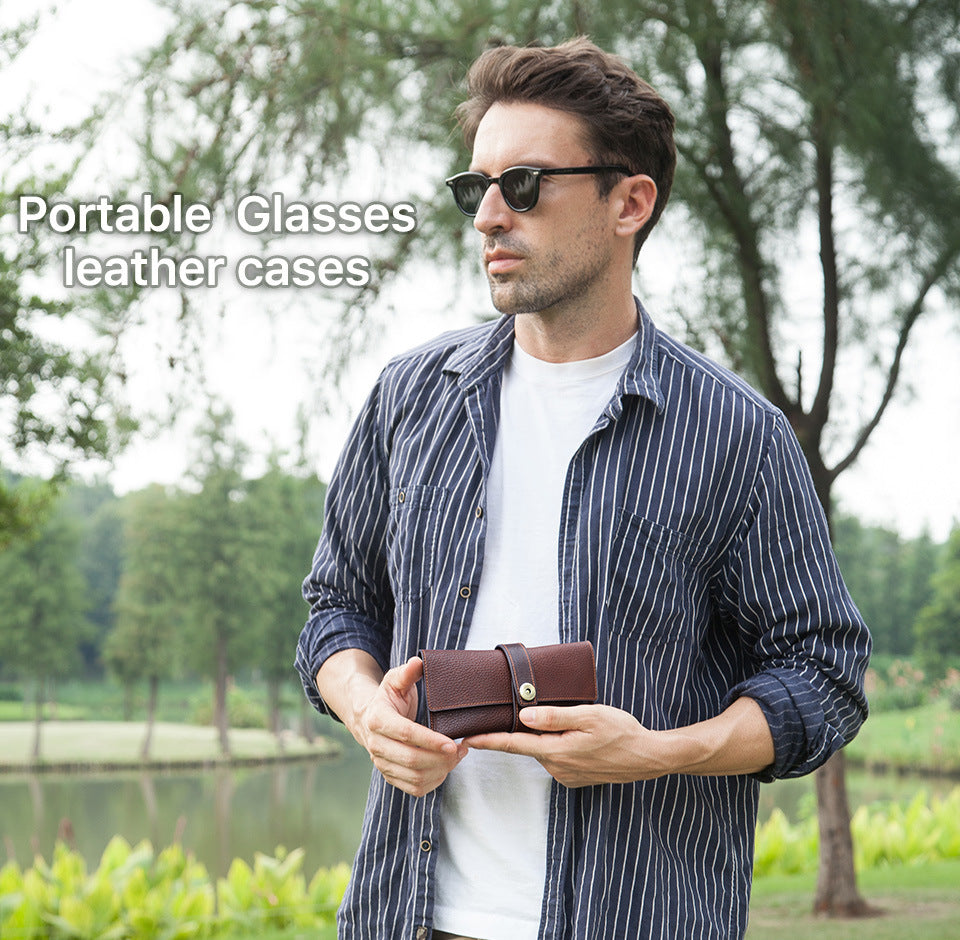 Brand new cowhide handmade sunglasses storage bag